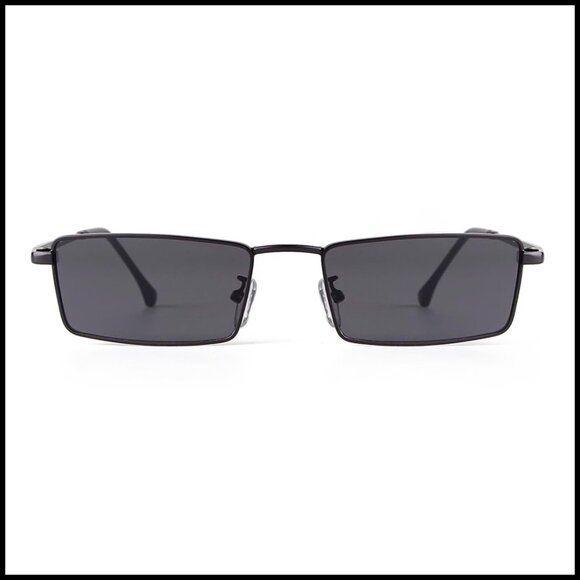 Retro Narrow Rectangle Sunglasses Y2K Minimal Chic UV400 Protection main image 4